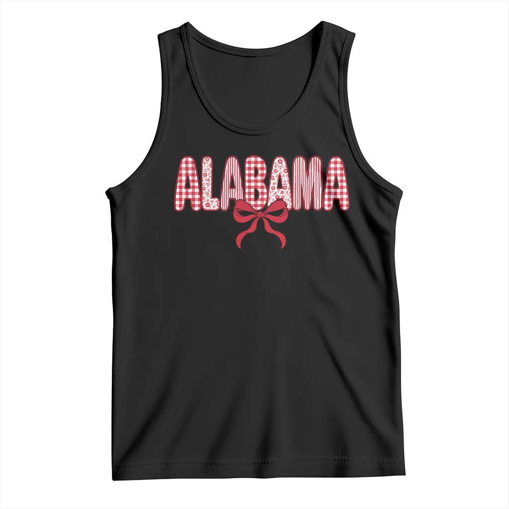 Alabama Coquette Bow Gingham Game Day Spirit Graphic Tank Top