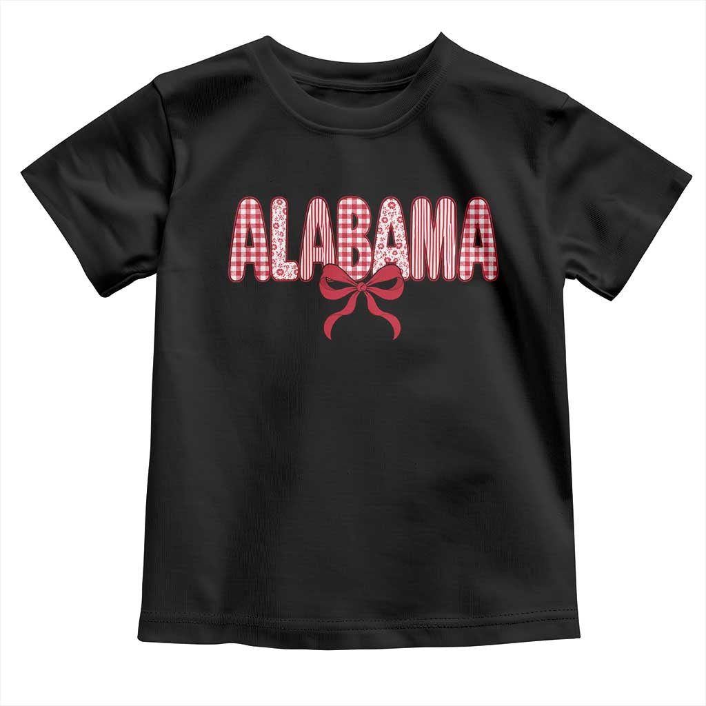 Alabama Coquette Bow Gingham Game Day Spirit Graphic Toddler T Shirt
