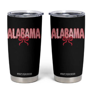 Alabama Coquette Bow Gingham Game Day Spirit Graphic Tumbler Cup
