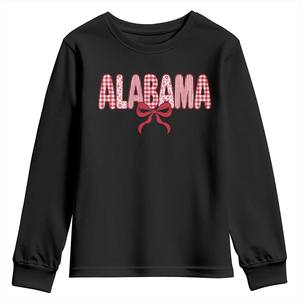 Alabama Coquette Bow Gingham Game Day Spirit Graphic Youth Sweatshirt