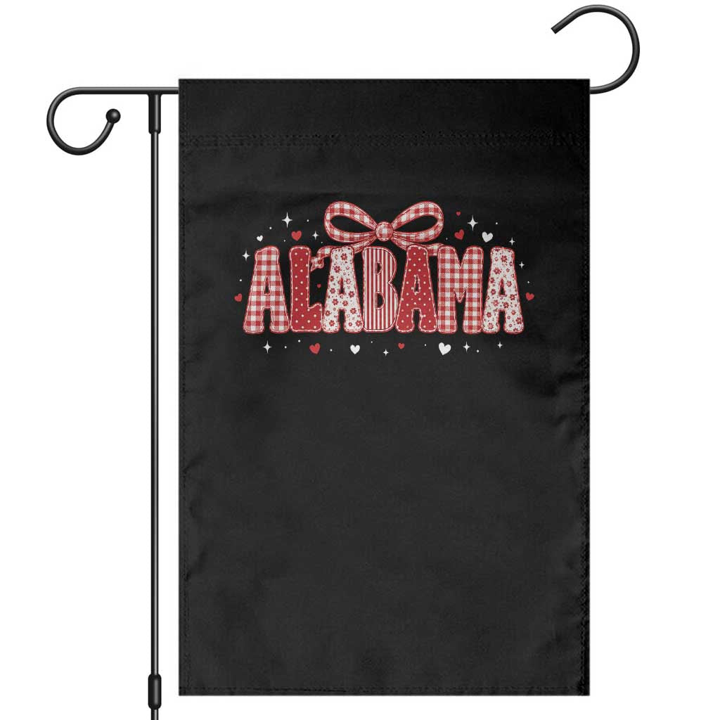 Alabama Red Coquette Bow Gingham State Pride Graphic Garden Flag