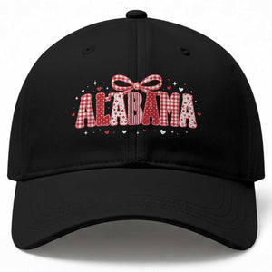 Alabama Red Coquette Bow Gingham State Pride Graphic Baseball Cap