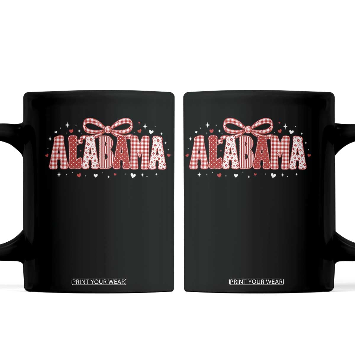 Alabama Red Coquette Bow Gingham State Pride Graphic Coffee Mug