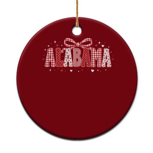 Alabama Red Coquette Bow Gingham State Pride Graphic Ceramic Ornament