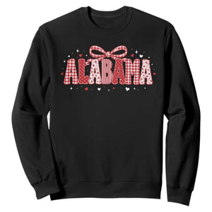 Alabama Red Coquette Bow Gingham State Pride Graphic Sweatshirt