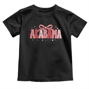 Alabama Red Coquette Bow Gingham State Pride Graphic Toddler T Shirt