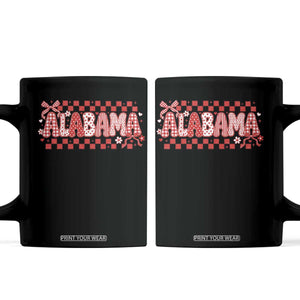Alabama Coquette Bow Checkered Gingham Southern Girl State Pride Graphic Coffee Mug