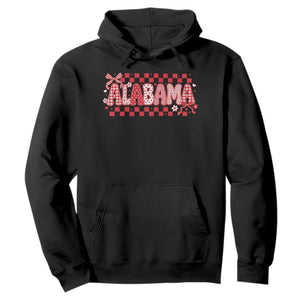 Alabama Coquette Bow Checkered Gingham Southern Girl State Pride Graphic Hoodie