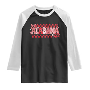 Alabama Coquette Bow Checkered Gingham Southern Girl State Pride Graphic Raglan Shirt