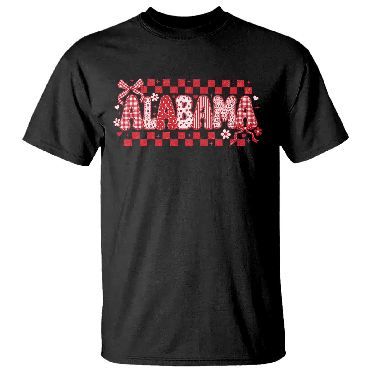 Alabama Coquette Bow Checkered Gingham Southern Girl State Pride Graphic T Shirt