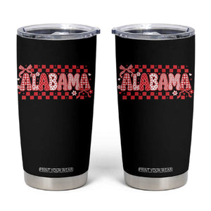 Alabama Coquette Bow Checkered Gingham Southern Girl State Pride Graphic Tumbler Cup