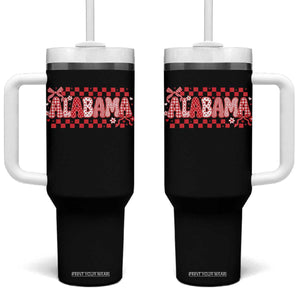 Alabama Coquette Bow Checkered Gingham Southern Girl State Pride Graphic Tumbler With Handle