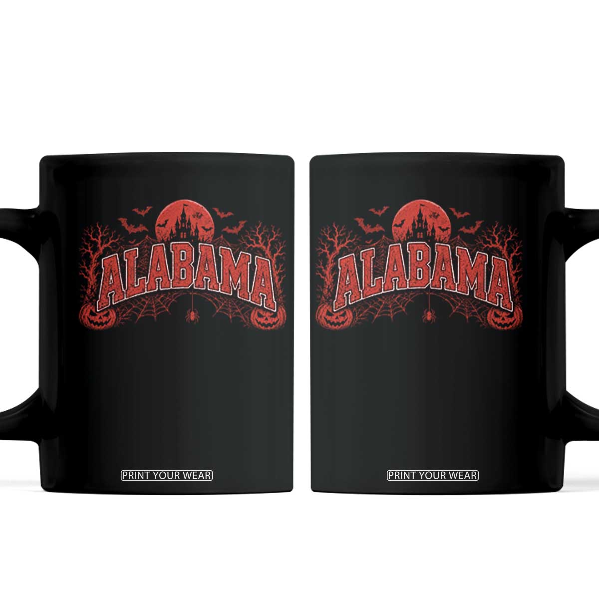 Alabama Spooky Castle Red Moon Halloween Graphic Coffee Mug
