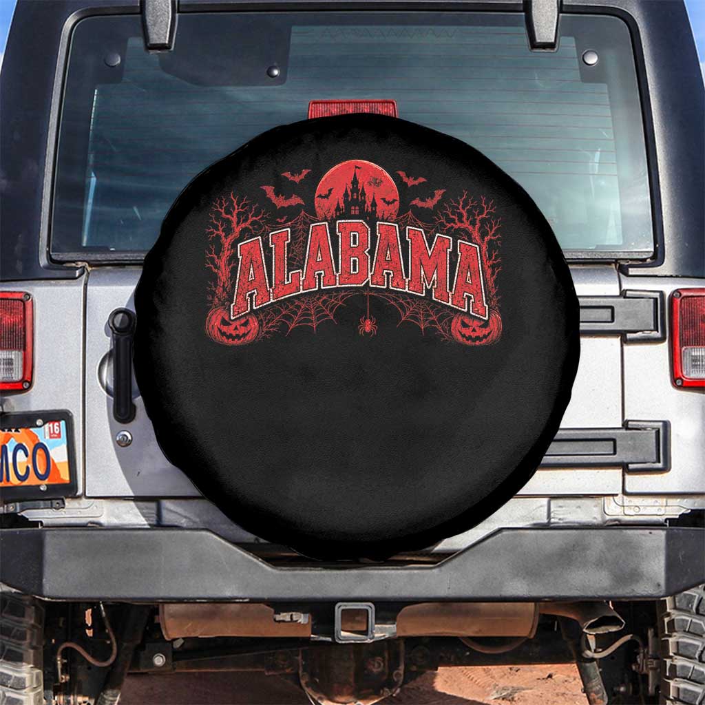 Alabama Spooky Castle Red Moon Halloween Graphic Spare Tire Cover