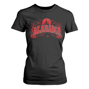 Alabama Spooky Castle Red Moon Halloween Graphic T Shirt For Women