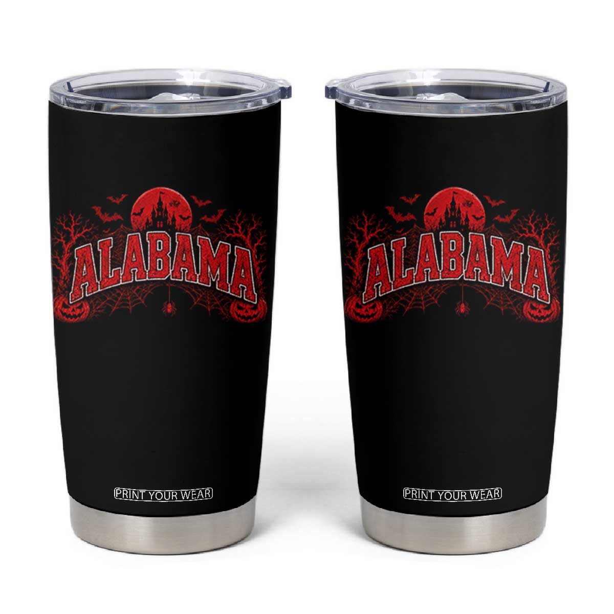 Alabama Spooky Castle Red Moon Halloween Graphic Tumbler Cup