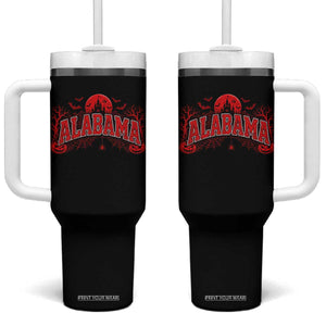 Alabama Spooky Castle Red Moon Halloween Graphic Tumbler With Handle