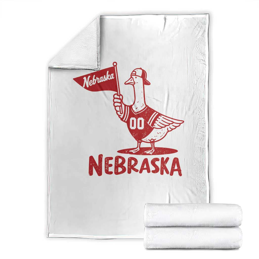 Nebraska Goose Throw Blanket Funny Sports Fan Flag Retro Vintage Distressed Red State Pride Graphic