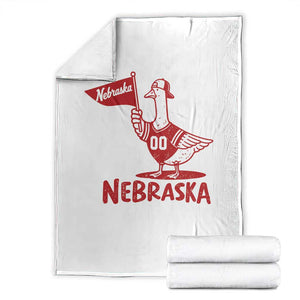 Nebraska Goose Throw Blanket Funny Sports Fan Flag Retro Vintage Distressed Red State Pride Graphic
