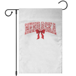 Nebraska Floral Varsity Garden Flag Red Bow Coquette Aesthetic State Pride Graphic