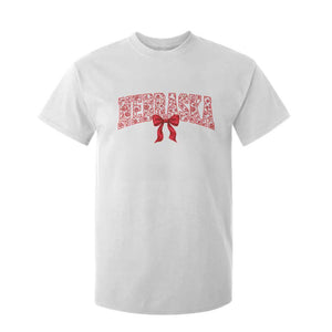Nebraska Floral Varsity T Shirt For Kid Red Bow Coquette Aesthetic State Pride Graphic