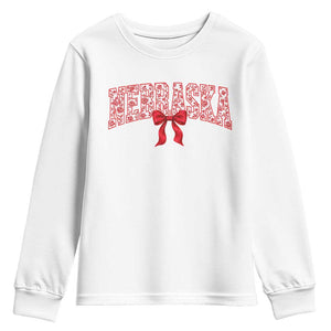 Nebraska Floral Varsity Youth Sweatshirt Red Bow Coquette Aesthetic State Pride Graphic