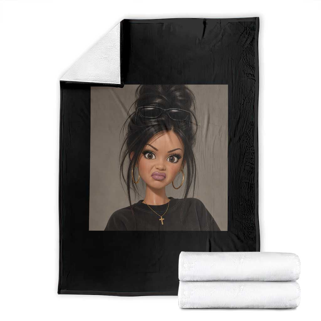 Funny Side Eye Doll Throw Blanket Stank Face Doll Girl Funny Meme