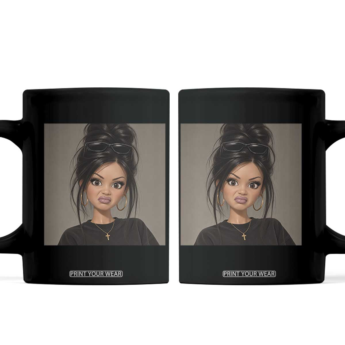 Funny Side Eye Doll Coffee Mug Stank Face Doll Girl Funny Meme