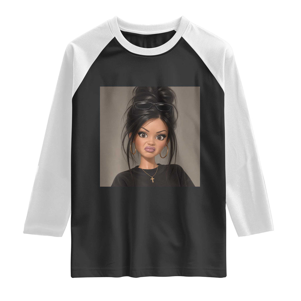 Funny Side Eye Doll Raglan Shirt Stank Face Doll Girl Funny Meme