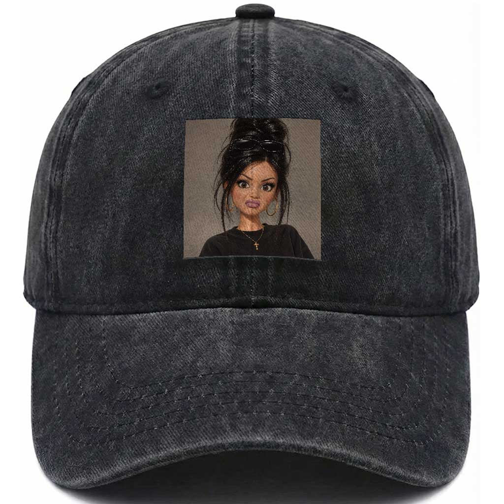 Funny Side Eye Doll Washed Cotton Baseball Cap Stank Face Doll Girl Funny Meme