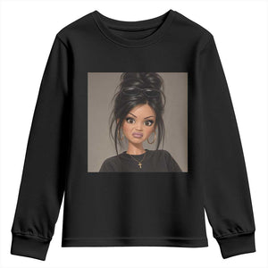Funny Side Eye Doll Youth Sweatshirt Stank Face Doll Girl Funny Meme