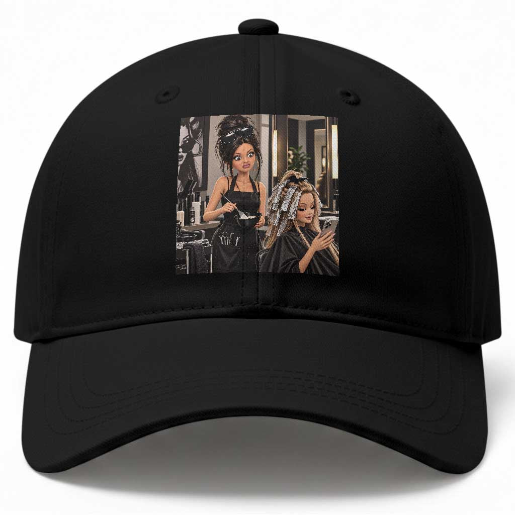 Doll Face Meme Hair Stylists Baseball Cap Funny Side Eye Girl Salon Hairdresser Gift
