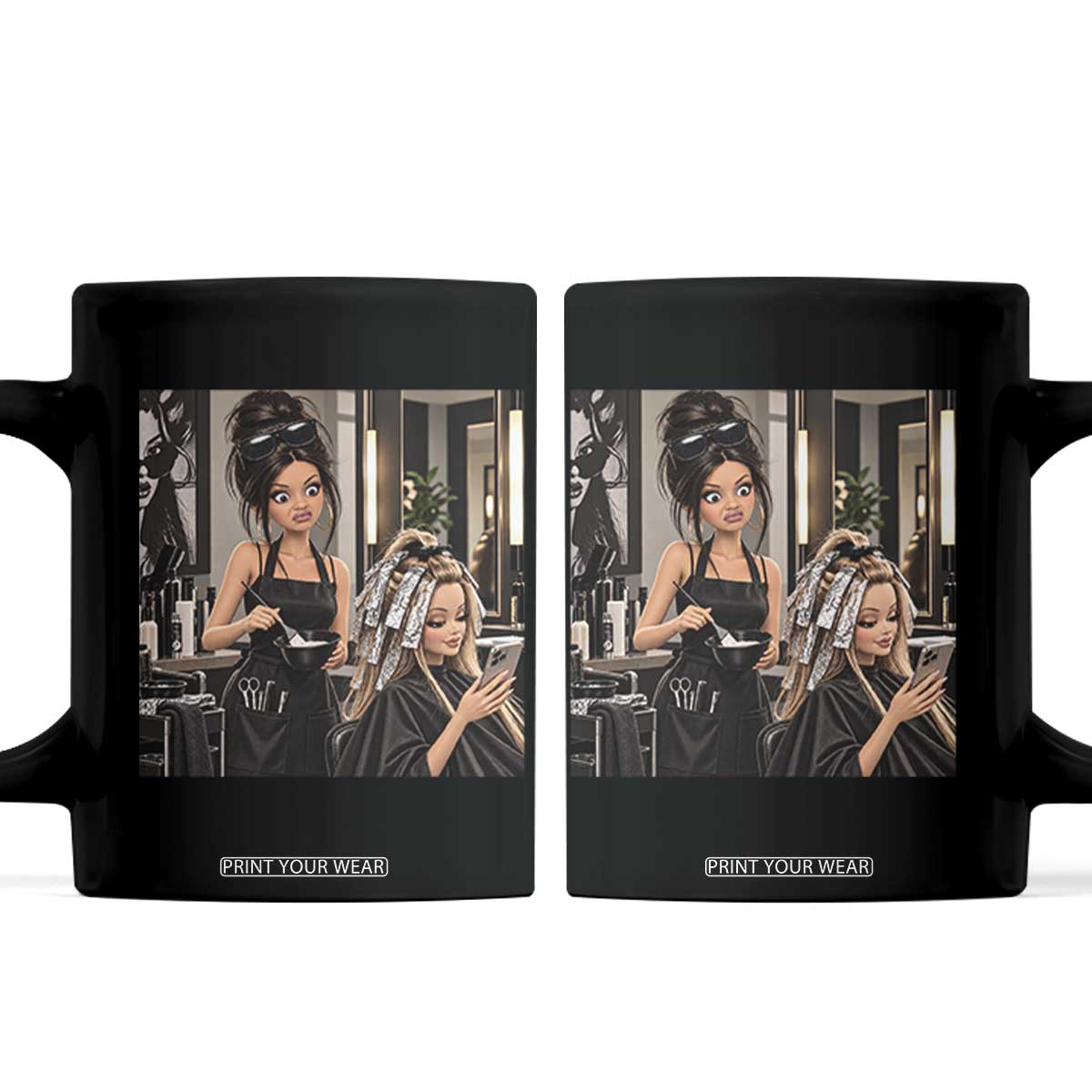 Doll Face Meme Hair Stylists Coffee Mug Funny Side Eye Girl Salon Hairdresser Gift
