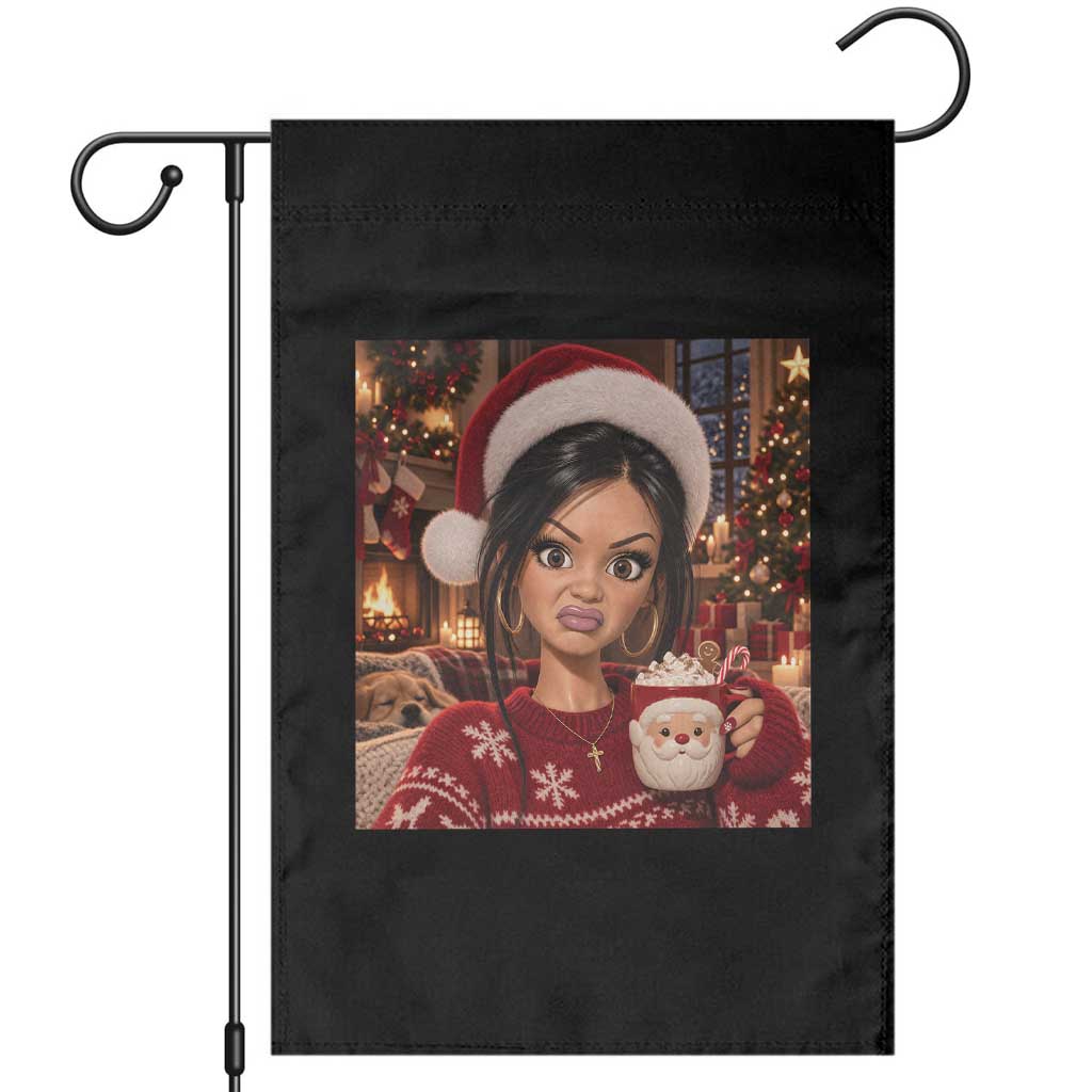 Funny Christmas Stank Face Doll Meme Garden Flag Sarcastic Cocoa Girl Side Eye Aesthetic