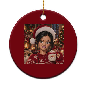 Funny Christmas Stank Face Doll Meme Ceramic Ornament Sarcastic Cocoa Girl Side Eye Aesthetic