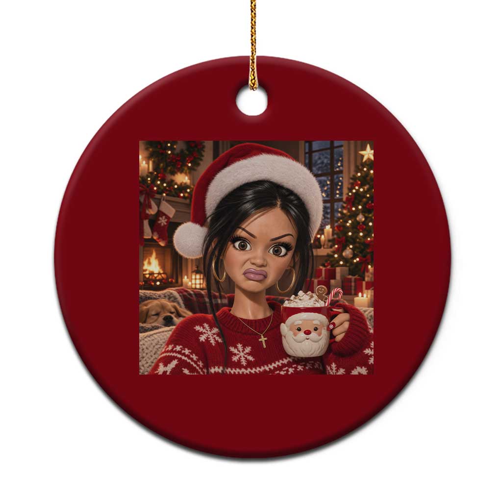 Funny Christmas Stank Face Doll Meme Ceramic Ornament Sarcastic Cocoa Girl Side Eye Aesthetic