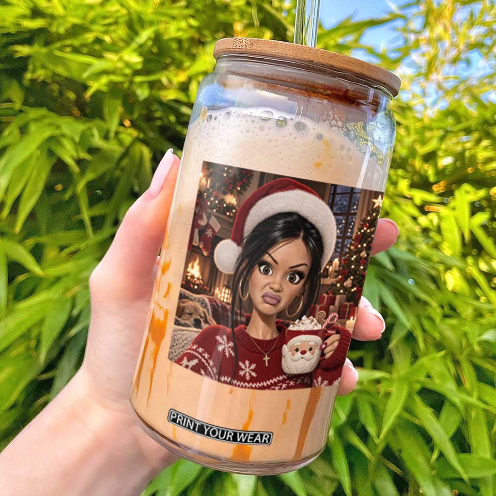 Funny Christmas Stank Face Doll Meme Glass Can Sarcastic Cocoa Girl Side Eye Aesthetic