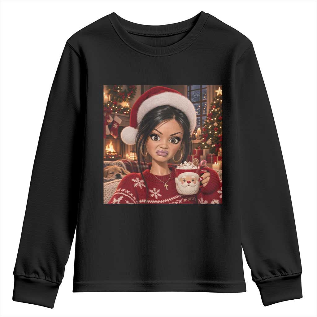Funny Christmas Stank Face Doll Meme Youth Sweatshirt Sarcastic Cocoa Girl Side Eye Aesthetic