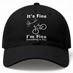 Funny Bike Lover Biker Baseball Cap Its Fine Im Fine Everything Is Fine Bicycle Crash