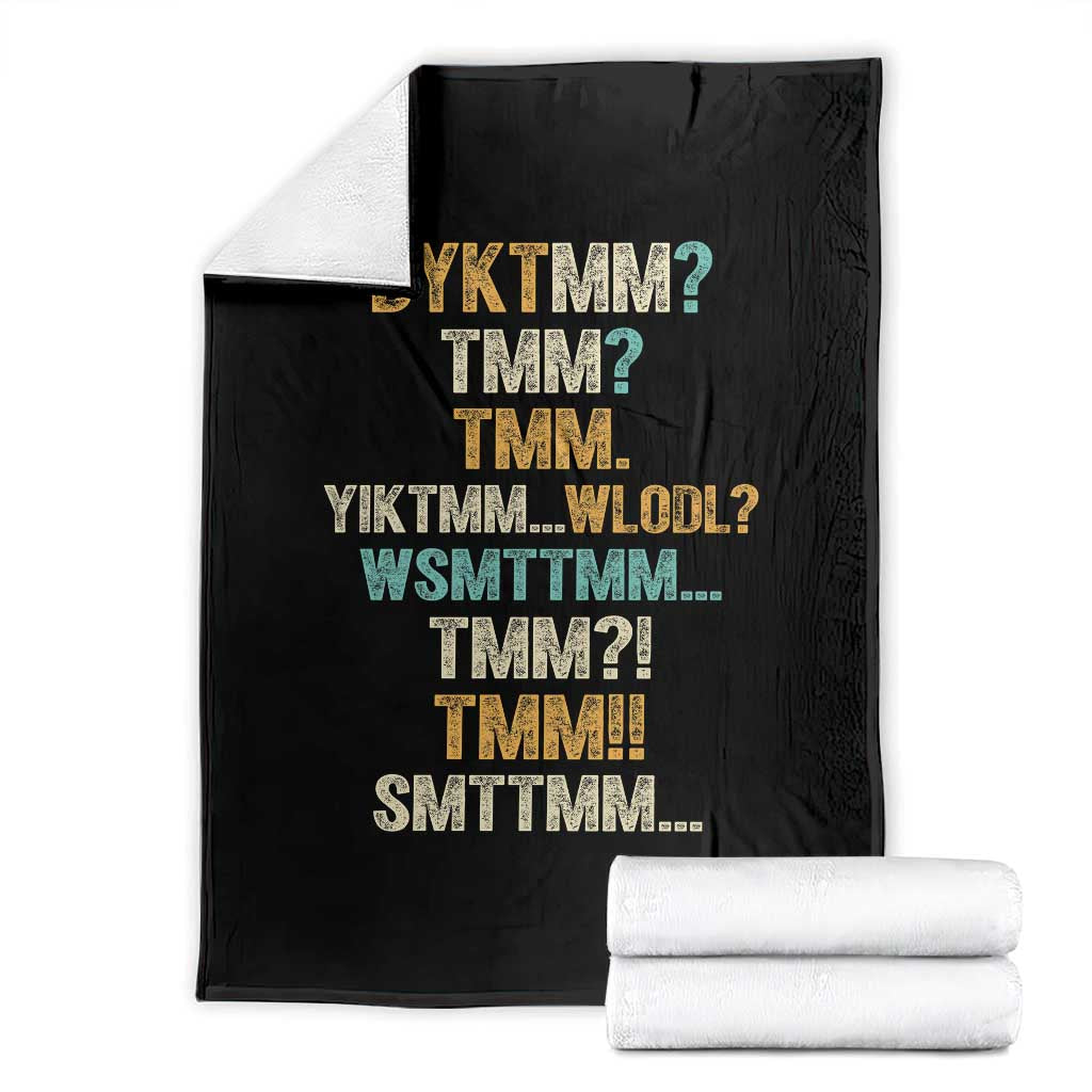 Funny Retro Lettering Muffin Man Acronym DYKTMM Throw Blanket Vintage Graphic Saying Internet Slang Meme
