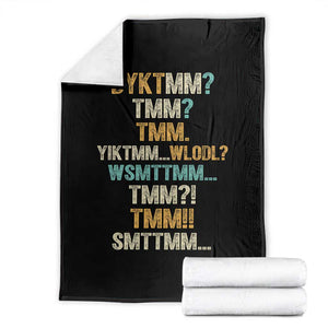 Funny Retro Lettering Muffin Man Acronym DYKTMM Throw Blanket Vintage Graphic Saying Internet Slang Meme