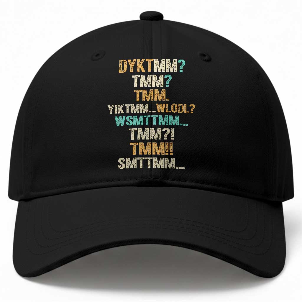 Funny Retro Lettering Muffin Man Acronym DYKTMM Baseball Cap Vintage Graphic Saying Internet Slang Meme
