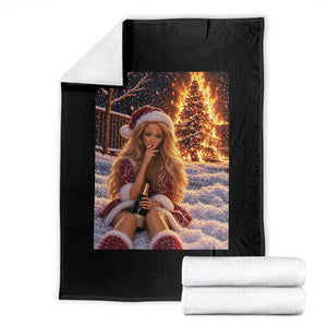 Funny Christmas Tree Burning Doll Meme Throw Blanket Unhinged Holiday Season Retro Graphic