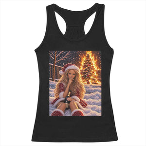 Funny Christmas Tree Burning Doll Meme Racerback Tank Top Unhinged Holiday Season Retro Graphic