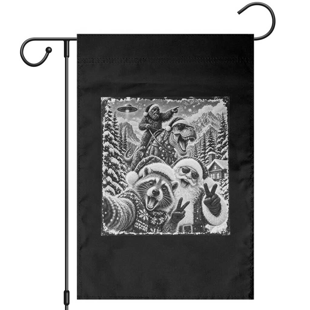 Christmas Raccoon Santa Bigfoot Dinosaur UFO Selfie Garden Flag Funny Winter Holiday