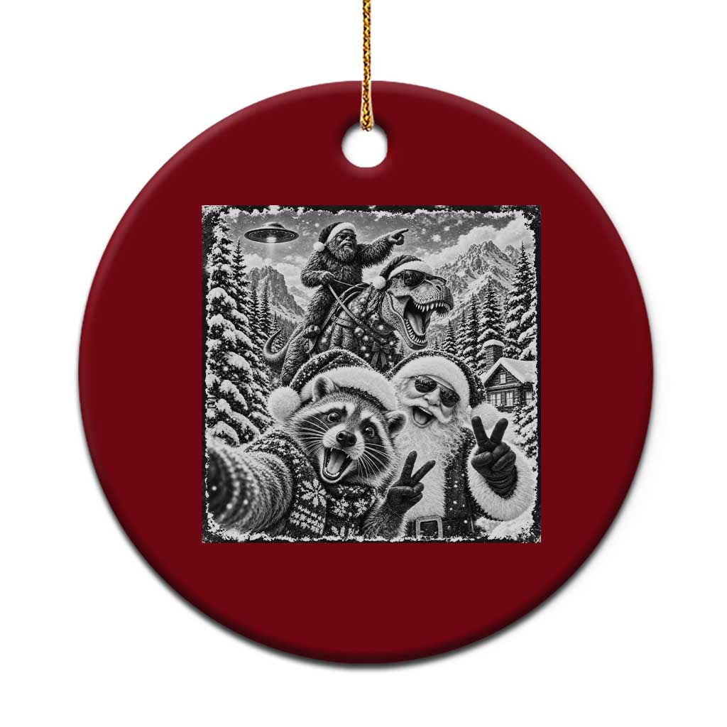 Christmas Raccoon Santa Bigfoot Dinosaur UFO Selfie Ceramic Ornament Funny Winter Holiday