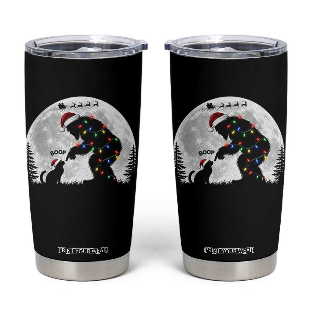 Christmas Bigfoot Boop Cat Nose Tumbler Cup Funny Cryptid Full Moon Sasquatch