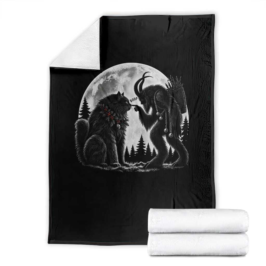Funny Christmas Krampus Boop Yule Cat Meme Throw Blanket Vintage Gothic Creepmas Folklore Moon Aesthetic