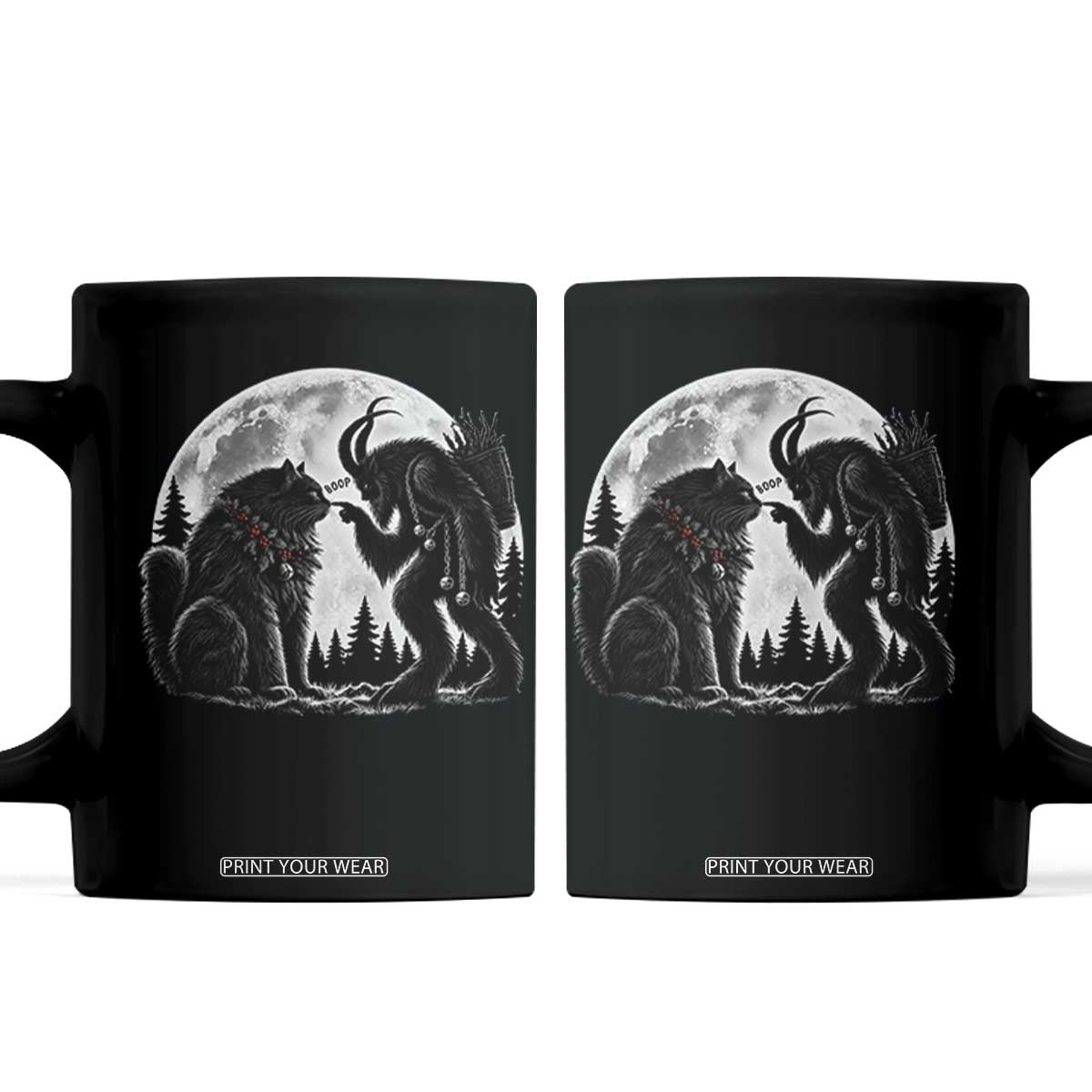 Funny Christmas Krampus Boop Yule Cat Meme Coffee Mug Vintage Gothic Creepmas Folklore Moon Aesthetic