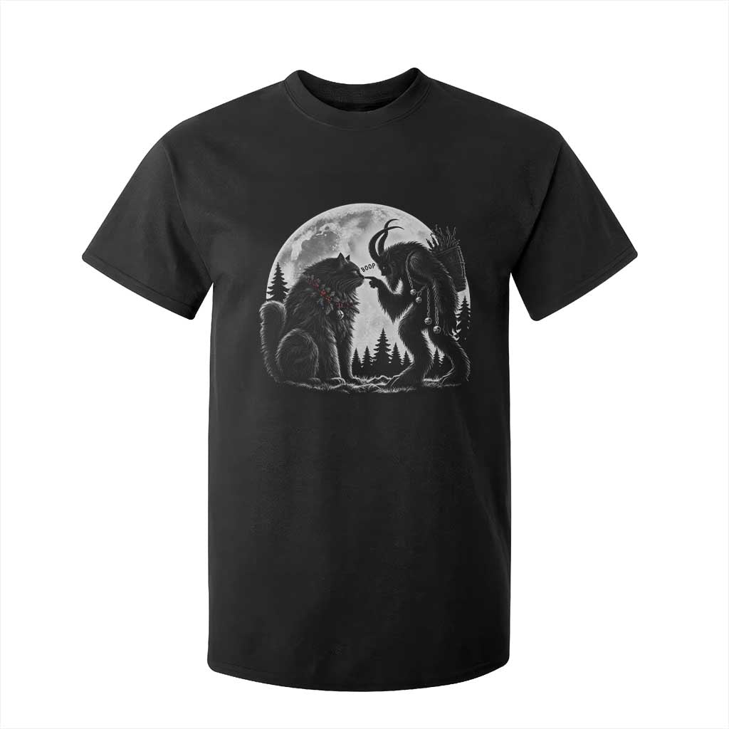 Funny Christmas Krampus Boop Yule Cat Meme T Shirt For Kid Vintage Gothic Creepmas Folklore Moon Aesthetic